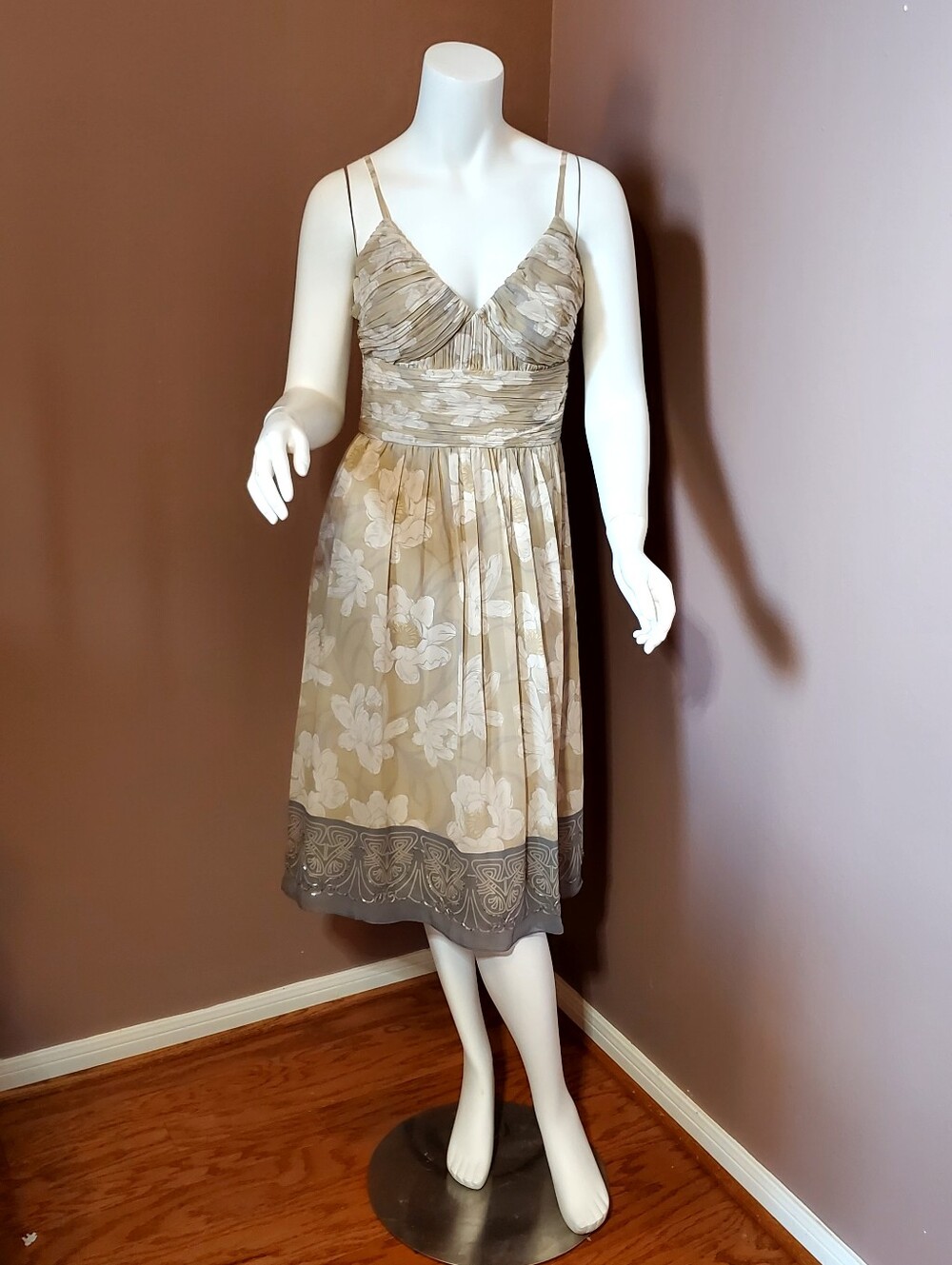 MAX & CLEO beaded floral silk chiffon dress size 4